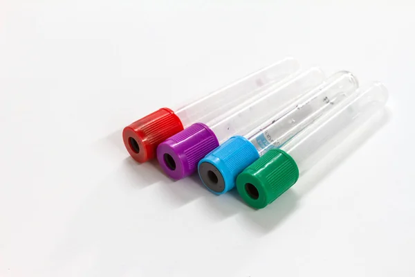 Blood collection tubes on white — Stock Photo, Image