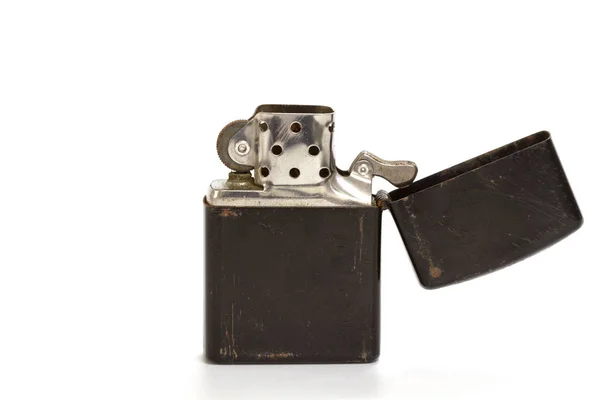 Old Cigarette lighter on white background closeup — Stock Photo, Image