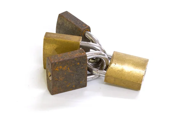 Locked padlock over white background — Stock Photo, Image