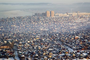 Irkutsk, Rusya, kuş uçuşunun yüksekliğinden görünüm