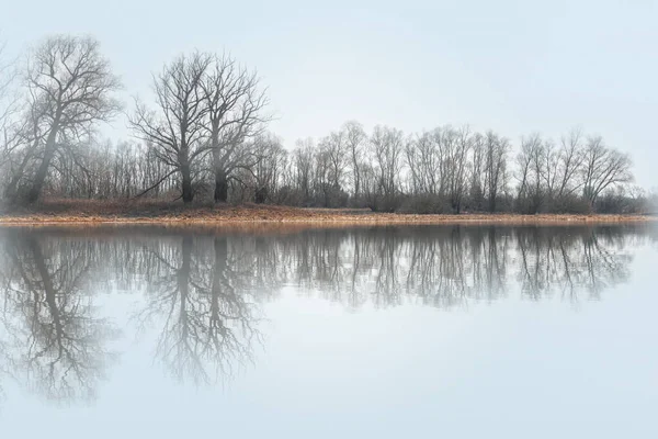 Spiegelung Des Flussufers Auf Dem Wasser — Stockfoto