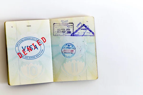 В визах отказано штампу в паспорте — стоковое фото