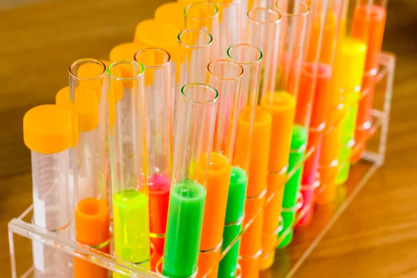 Colorful liquids in test tubes — Stock Photo, Image