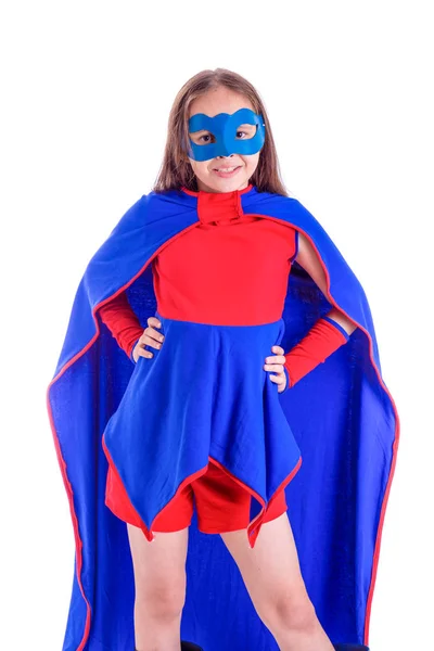 Jeune fille en costume de super héros — Photo