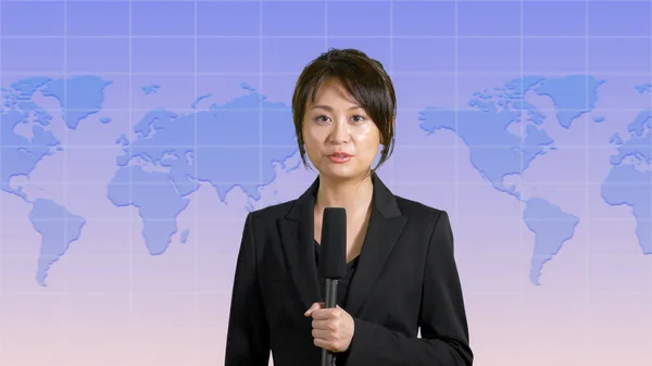 Female news anchor in studio — Stock Photo, Image