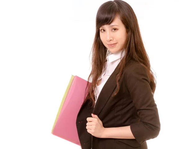 Asiática mujer de negocios ejecutivo llevar carpeta, filtro de mirar — Foto de Stock