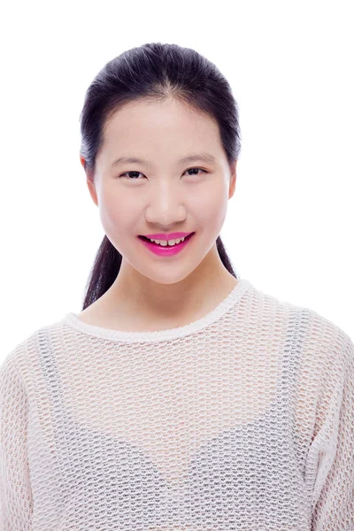 Vysoká klíč krásy portrét asijské dívky — Stock fotografie