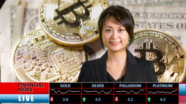 Asyalı kadın finansal haber sunucusu