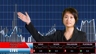 Asyalı kadın finansal haber sunucusu