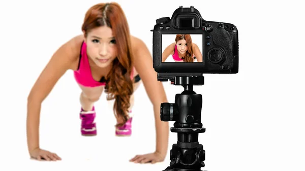 Asiatisch amerikanisch sport vlogger vlogging — Stockfoto