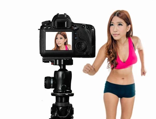 Asiatisch amerikanisch sport vlogger vlogging — Stockfoto