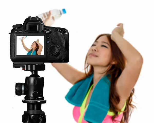 Asya Amerika spor vlogger video günlüğü — Stok fotoğraf