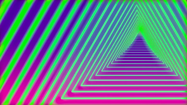 Tunnel astratto con triangoli al neon — Foto Stock