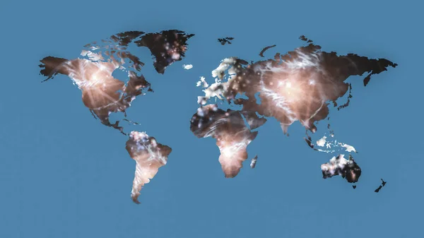 Parlak çizgileri olan soyut dünya haritası — Stok fotoğraf