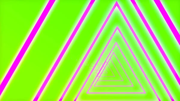 带有霓虹灯三角形的抽象隧道 — 图库照片