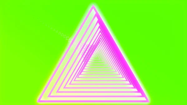 Abstract tunnel with neon triangles — Stock Photo, Image