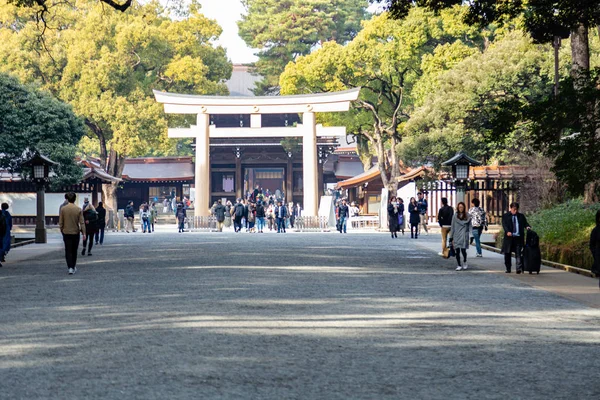 Davy turistů ve svatyni Meiji v Shibuya, Tokio. — Stock fotografie