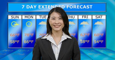  Asyalı Amerikalı meteorolog hava durumunu bildiriyor