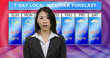  Asyalı Amerikalı meteorolog hava durumunu bildiriyor