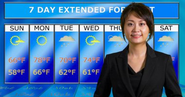  Asyalı Amerikalı meteorolog hava durumunu bildiriyor