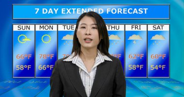  Asyalı Amerikalı meteorolog hava durumunu bildiriyor