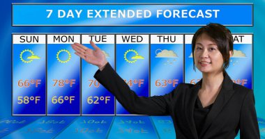  Asyalı Amerikalı meteorolog hava durumunu bildiriyor