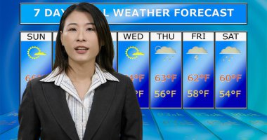  Asyalı Amerikalı meteorolog hava durumunu bildiriyor