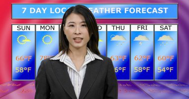  Asyalı Amerikalı meteorolog hava durumunu bildiriyor