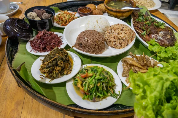 Selection Various Shan Style Dishes Myanmar — Stock Photo, Image