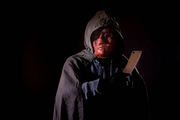 Asesino de miedo en la máscara de cuchillo de retención — Foto de Stock