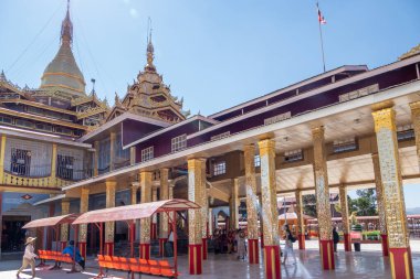 INLE LAKE, MYANMAR - JANUARY 21, 2020: Hpaung Daw U Pagoda on Inle Lake in Burma