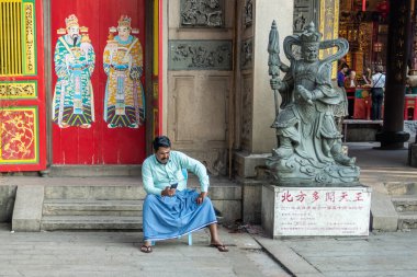 Yangon, Myanmar - 23 Ocak 2020: Kheng Hock Keong Budist Tapınağı, 1863 yılında tamamlandı..