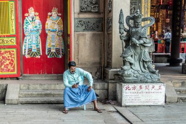 Yangon, Myanmar - 23 Ocak 2020: Kheng Hock Keong Budist Tapınağı, 1863 yılında tamamlandı..