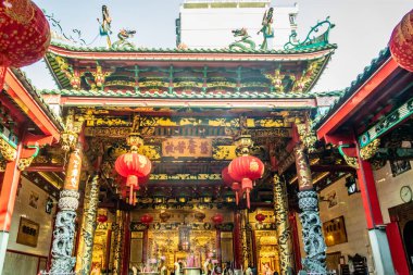 Yangon, Myanmar - 23 Ocak 2020: Kheng Hock Keong Budist Tapınağı, 1863 yılında tamamlandı..