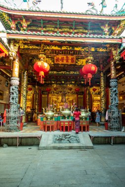 Yangon, Myanmar - 23 Ocak 2020: Kheng Hock Keong Budist Tapınağı, 1863 yılında tamamlandı..