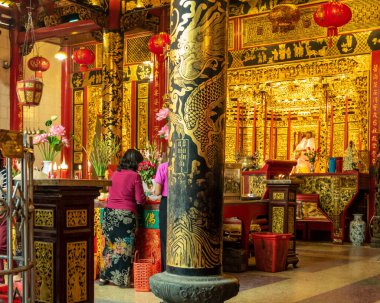 Yangon, Myanmar - 23 Ocak 2020: Kheng Hock Keong Budist Tapınağı, 1863 yılında tamamlandı..