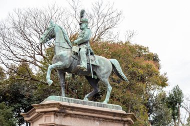 Tokyo, Japonya - 8 Şubat 2019: Prens Komatsu Akihito Heykeli (Komatsu no miya), Ueno Park, Tokyo
