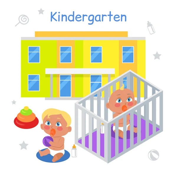 Kindergarten Ilustración en Piso — Vector de stock