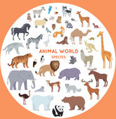 Set of World Animal Species Vector Illustrations.