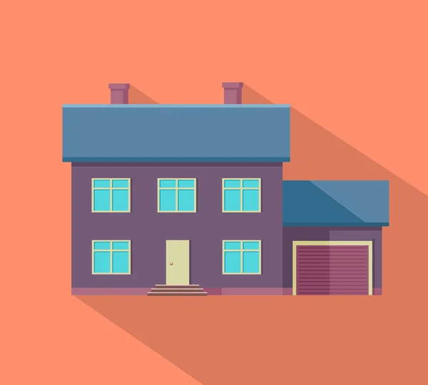 Casa feliz con plantilla de póster de bandera de terraza . — Vector de stock