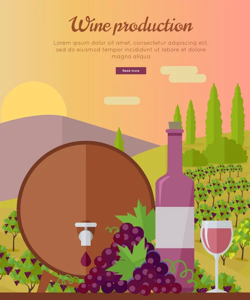 Banner de produção de vinho. Cartaz para Rose Vine . —  Vetores de Stock