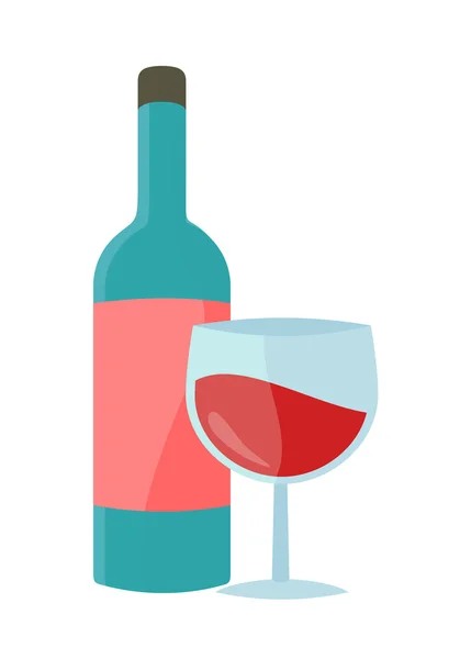 Botella con Vector Alcohol en Diseño de Estilo Plano . — Vector de stock