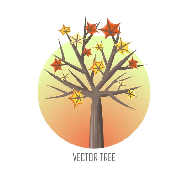 Árbol de arce con hojas caídas — Vector de stock