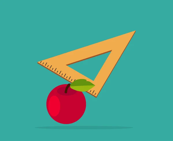 Pomme rouge avec règle de mesure jaune — Image vectorielle