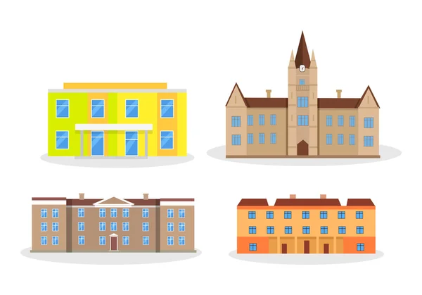 Набор зданий Детский сад Школьный колледж университета . — стоковый вектор