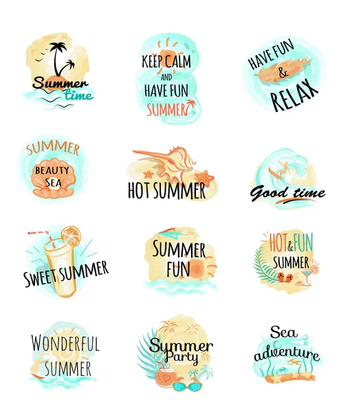 夏のロゴ アイコンのセットです。夏の時間 — ストックベクタ