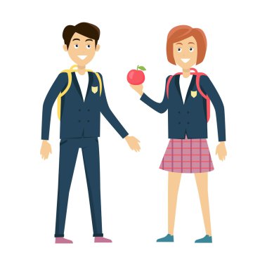 Düz Tasarımda Öğrenci Kavramı Vektör İllüstrasyonu.