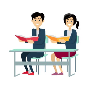 Okul masa başında oturan öğrenciler