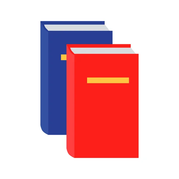 Blaues und rotes Buchsymbol in flach — Stockvektor