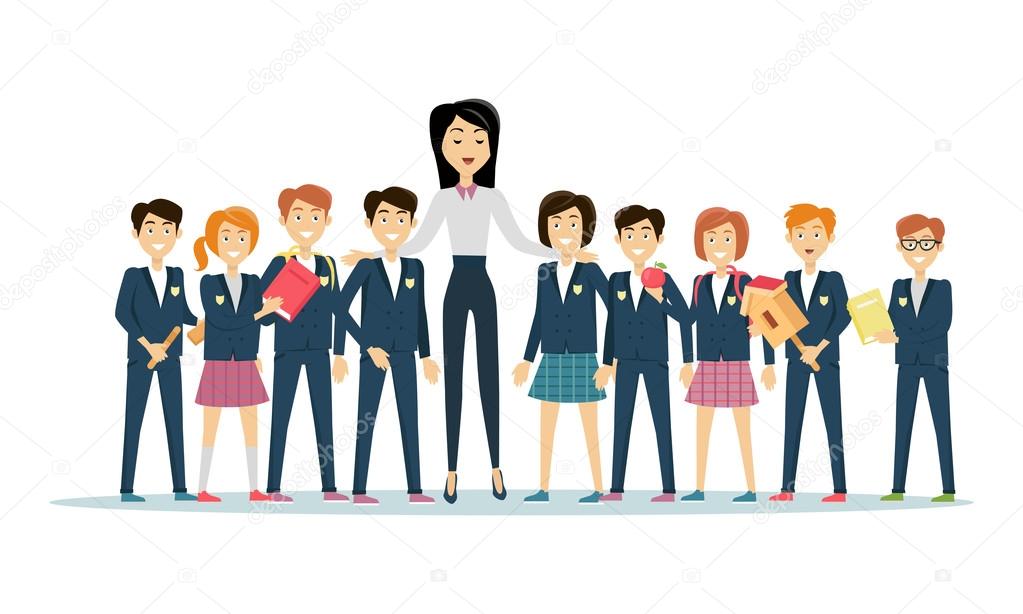 Teachers Day Celebration. Young Teacher with Pupils Stock Vector Image by ©robuart #125405494 Teachers Day Celebration. Young Teacher with Pupils Stock Vector Image by ©robuart #125405494